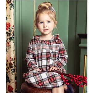NWT Petite Plume Balmoral Tartan Eloise Plaid Smocked Baby 6-12 month Nightgown